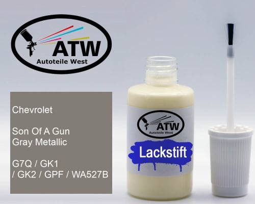 Chevrolet, Son Of A Gun Gray Metallic, G7Q / GK1 / GK2 / GPF / WA527B: 20ml Lackstift, von ATW Autoteile West.